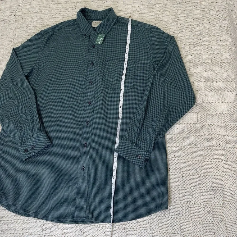 NWT LL Bean Wicked Good Flannel Shirt XL Tall Green Houndstooth Traditional Fit - Picture 8 of 10